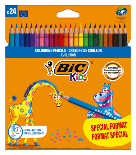 24 Crayons de Couleur Bic Kids Evolution