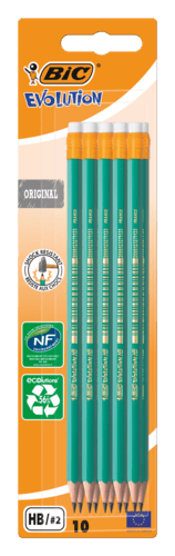 10 Crayons Graphite Bic Evolution Hb