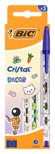 3 Stylos à Bille Bic Cristal Kawaï