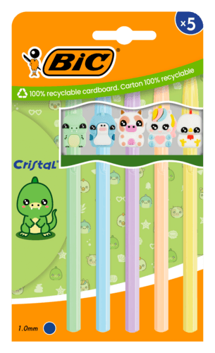 5 Stylos à Bille Bic Cristal Figurines