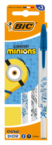 3 Stylos à Bille Bic Cristal les Minions