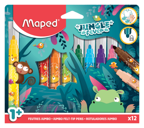 12 Feutres de Coloriage Jumbo Jungle Fever Maped