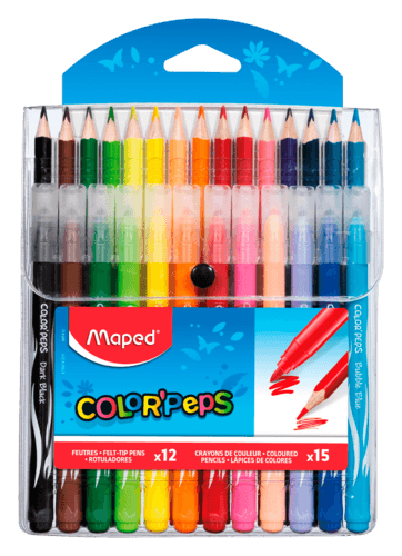 12 Feutres de Coloriage + 15 Crayons de Couleur Maped Color Peps