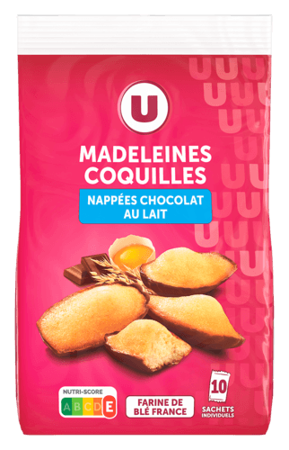 Madeleines Coquilles Nappees Chocolat au Lait U
