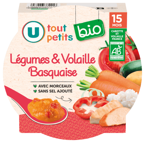 Plat Legumes et Volaille Basquaise des 15 Mois U Tout Petits Bio