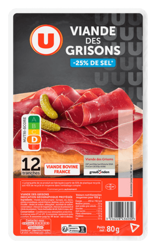 Viande des Grisons Taux de Sel Reduit U