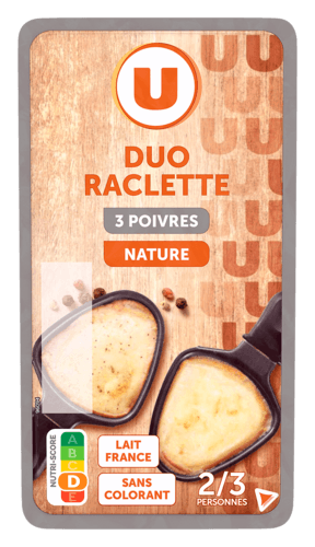 Duo Raclette Pasteurisee 3 Poivres & Nature U