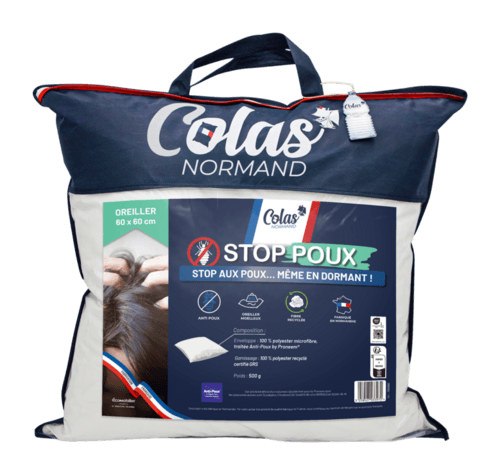 Oreiller "Stop Poux" 60x60cm Colas Normand