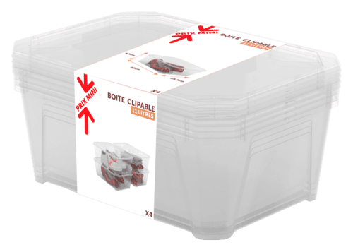 Lot de 4 Boîtes de Rangement Prix Mini 11l