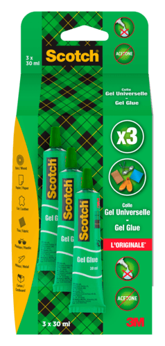 3 Tubes de Colle Gel Scotch Universel 30ml
