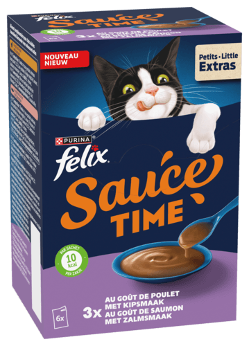 Aliment Complementaire pour Chat au Poulet et Saumon Sauce Time Felix