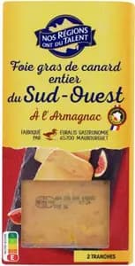 Foie gras de canard entier du sud-ouest à l'Armagnac 2 tranches - 80 g - NOS REGIONS ONT DU TALENT