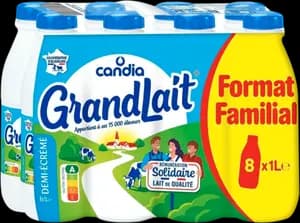 Lait uht Grandlait demi-écrémé format familial - Candia