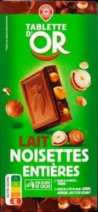 Chocolat au Lait aux Noisettes Entières - Tablette D'or