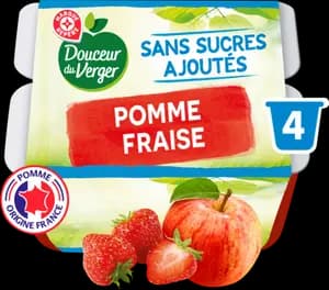 Purée de Pomme Fraise Sans Sucres Ajoutés - Douceur du Verger