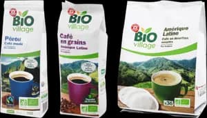 Sur les Produits Présents en Magasin des Gammes Cafés en Grains, Moulus et en Dosettes "Bio Village"
