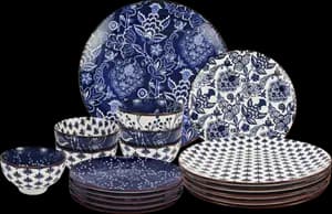 Service de Table 18 Pieces Mix And Match Bleu et Marron "Collection Melodie" - Homeside