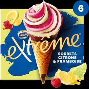 6 Cônes glacés Sorbets Citrons et Framboise - EXTRÊME