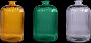 Vase Strié "Daroca" Vert Ambre ou Violet 23 Cm - Vidrios Reciclados San Miguel