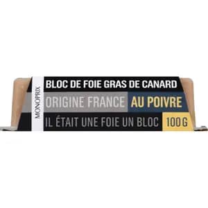 Monoprix Bloc De Foie Gras Au Poivre 100g