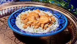 Poulet façon amlou riz cuisiné sce amande et miel