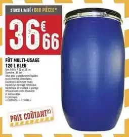 Dim - fût multi-usage 120 l bleu