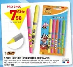 Bic Surligneurs Highlighter Grip Mario