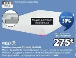 WELLPUR Matelas en mousse GLOMMA