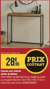 Console avec rebords autour du plateau