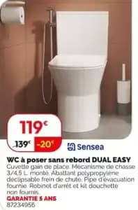 Sensea WC à poser sans rebord DUAL EASY