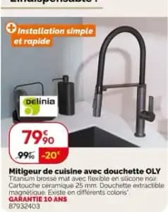 Delinia Mitigeur de cuisine avec douchette OLY