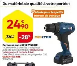 DEXTER Perceuse sans fil 12 V SLIDE
