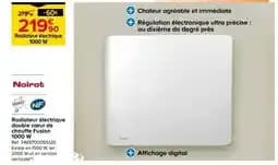 Noirot radiateur électrique double coeur de chauffe fusion 1000 w