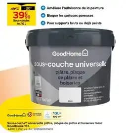 Goodhome sous-couche universelle plâtre, plaque de plâtre et boiseries blanc 10 l (d)