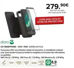 Doro Lot Smartphone + Etui + Film Aurora A10 Plus