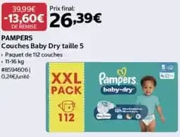 PAMPERS Couches Baby Dry taille 5