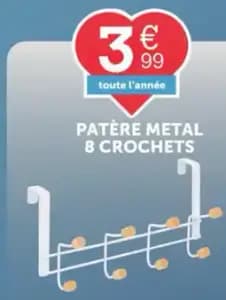 Patère metal 8 crochets