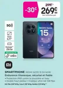 Xiaomi smartphone redmi note 15 5g noir