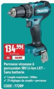 Makita Perceuse visseuse à percussion 18V Li-ion LXT