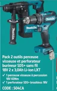 Makita Pack 2 outils perceuse visseuse et perforateur burineur SDS+ sans fil