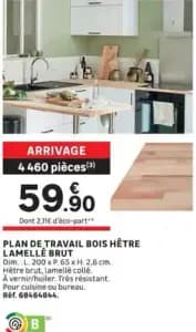 Plan de Travail Bois Hêtre