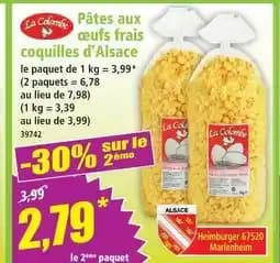 La colombe pâtes aux œufs frais coquilles d'alsace