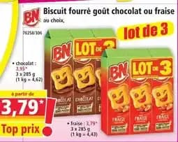 Bn biscuit fourré goût chocolat ou fraise