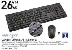 Kensington clavier + souris sans fil km150 eq