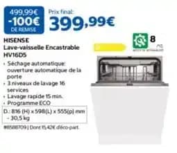 HISENSE Lave-vaisselle Encastrable HV16D5