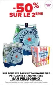 San pellegrino sur tous les packs d'eau naturelle pétillante et aromatisée