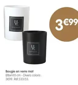 Bougie en verre mat