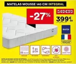 Matélas mousse 140 cm integral