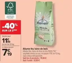 Flamett' Allume feu laine de bois