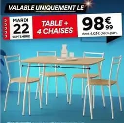 Table + 4 chaises